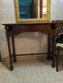 CONSOLLE VINTAGE IN LEGNO CON CASSETTO