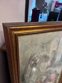 Affascinante disegno/pastello in cornice antica
