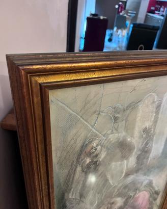 Affascinante disegno/pastello in cornice antica