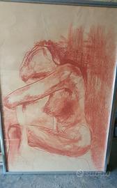 nudo artistico femminile a sanguigna su carta