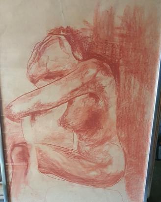 nudo artistico femminile a sanguigna su carta