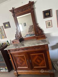 Mobile legno con specchio e piano marmo