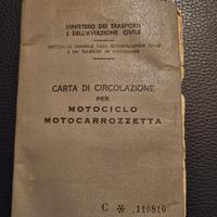 Libretto circolazione motociclo anni 50