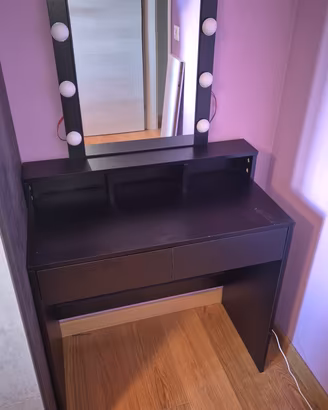 Mobile Vanity Nero con Specchio Luci LED