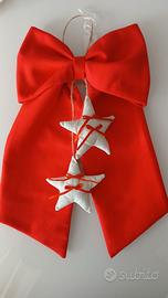 Decorazione natalizia fiocco fuoriporta rosso