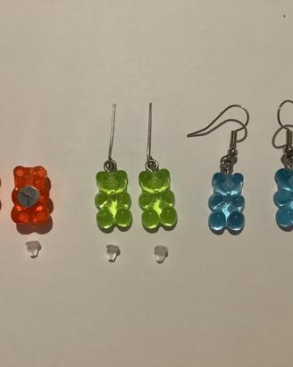 Orecchini artigianali a forma di orsetto