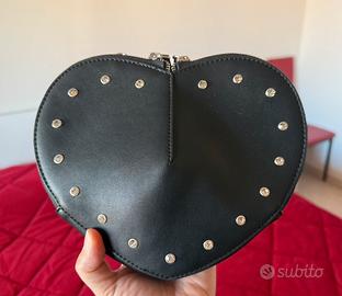 Borsa tracolla cuore nero con strass