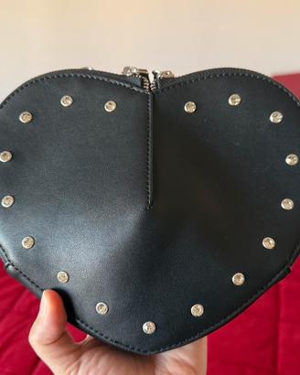 Borsa tracolla cuore nero con strass