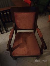 Poltrona su ruote per scrivania legno tessuto