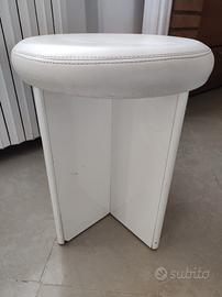 Sedia Pouf Vintage In Legno E Pelle