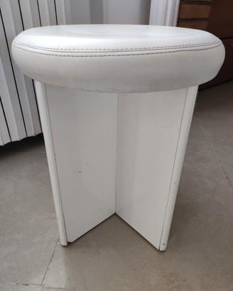 Sedia Pouf Vintage In Legno E Pelle