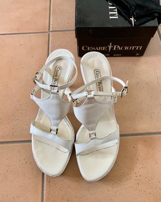 Sandali bianchi con tacco Paciotti originali 38