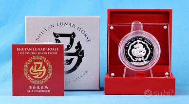 Bhutan 2026 - 1oz Ag Anno lunare del cavallo color
