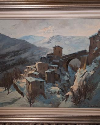 Dipinto Servolini paesaggio innevato 60×80