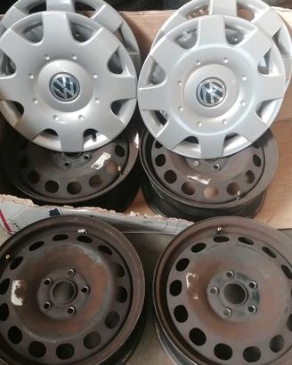 4 cerchi in ferro più borchie volkswagen 16 pollic