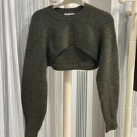 Maglione H&M corto in maglia verde scuro