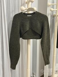 Maglione H&M corto in maglia verde scuro