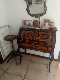 scrittoio ribalta intarsiato elegante + tavolino