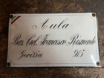 Insegna Smaltata Aula  Bersagliere Rismondo