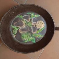 Antica Padella cottura cibi al caminetto decorata