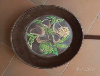 Antica Padella cottura cibi al caminetto decorata