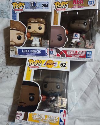 funko x3 nba Michael Jordan, LeBron, Doncic
