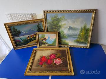 Lotto di 4 Dipinti su Tela