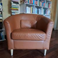 Poltrona semipelle marrone chiaro, singola/coppia