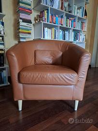 Poltrona semipelle marrone chiaro, singola/coppia