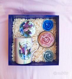 Tazza +Coperchio Porcellana+Rose Candela Profumate