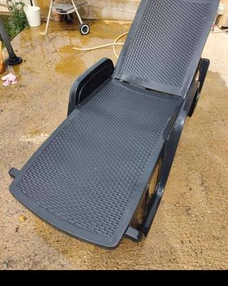 lettino resina effetto rattan antracite