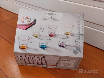 Set 6 tazzine caffè in vetro con fondo colorato