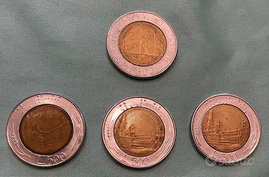 Lotto 4 monete da 500 lire bimetalliche