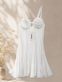 Abito bianco boho romantico LOVERY S/M nuovo