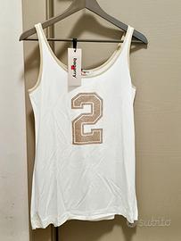 Canotta Bagarry donna bianca glitter estiva