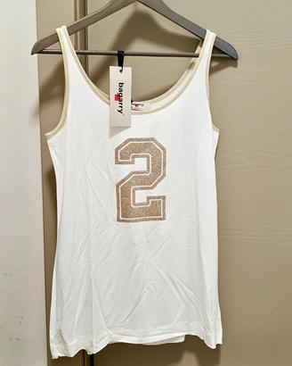 Canotta Bagarry donna bianca glitter estiva