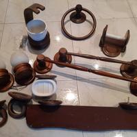 Set accessori bagno in legno, usati
