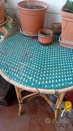 tavolo sedia da giardino vimini