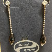Orecchini pendenti argento swarovski pietra nera