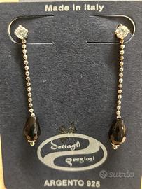 Orecchini pendenti argento swarovski pietra nera