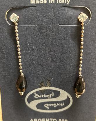 Orecchini pendenti argento swarovski pietra nera
