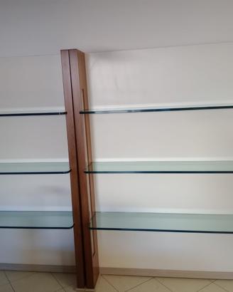4 scaffalature in legno e cristallo