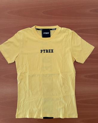 T shirt pyrex gialla con scritta nera