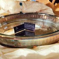 pirofila in Pyrex con supporto silver vintage 
