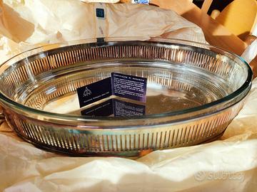 pirofila in Pyrex con supporto silver vintage 