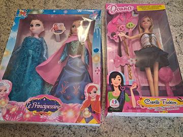2 confezioni bambole:Elsa e Anna+Capelli Fashion