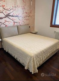 Coperta matrimoniale uncinetto filo di cotone beig