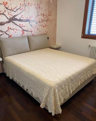 Coperta matrimoniale uncinetto filo di cotone beig