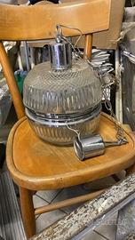 lampadario vetro e acciaio