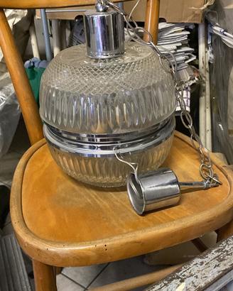 lampadario vetro e acciaio